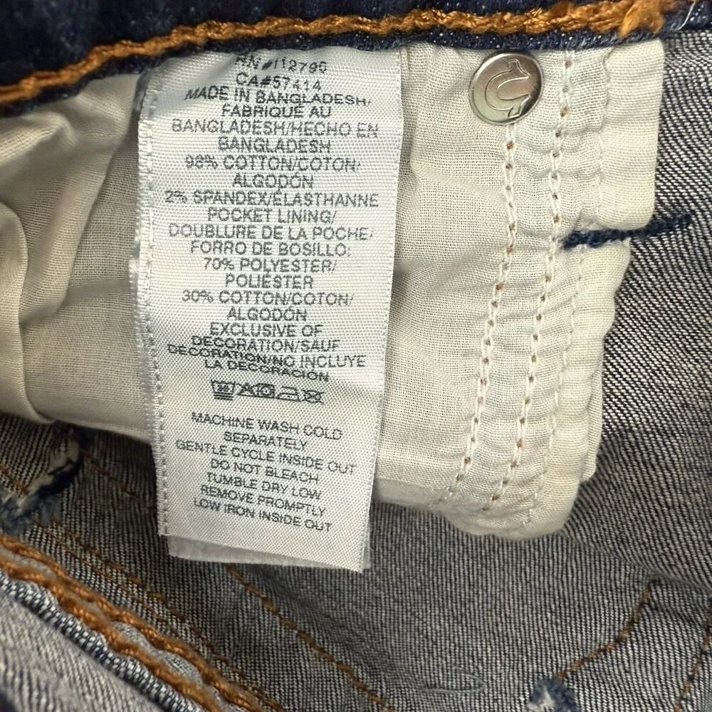 True Religion NEW Geno Big T Flap Slim Jean Men 29 Dark Roper Wash $199 Stretch
